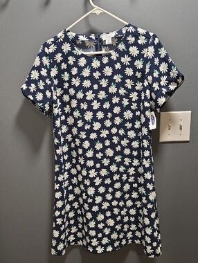 Old Navy Navy Blue Daisy Print Shift Dress